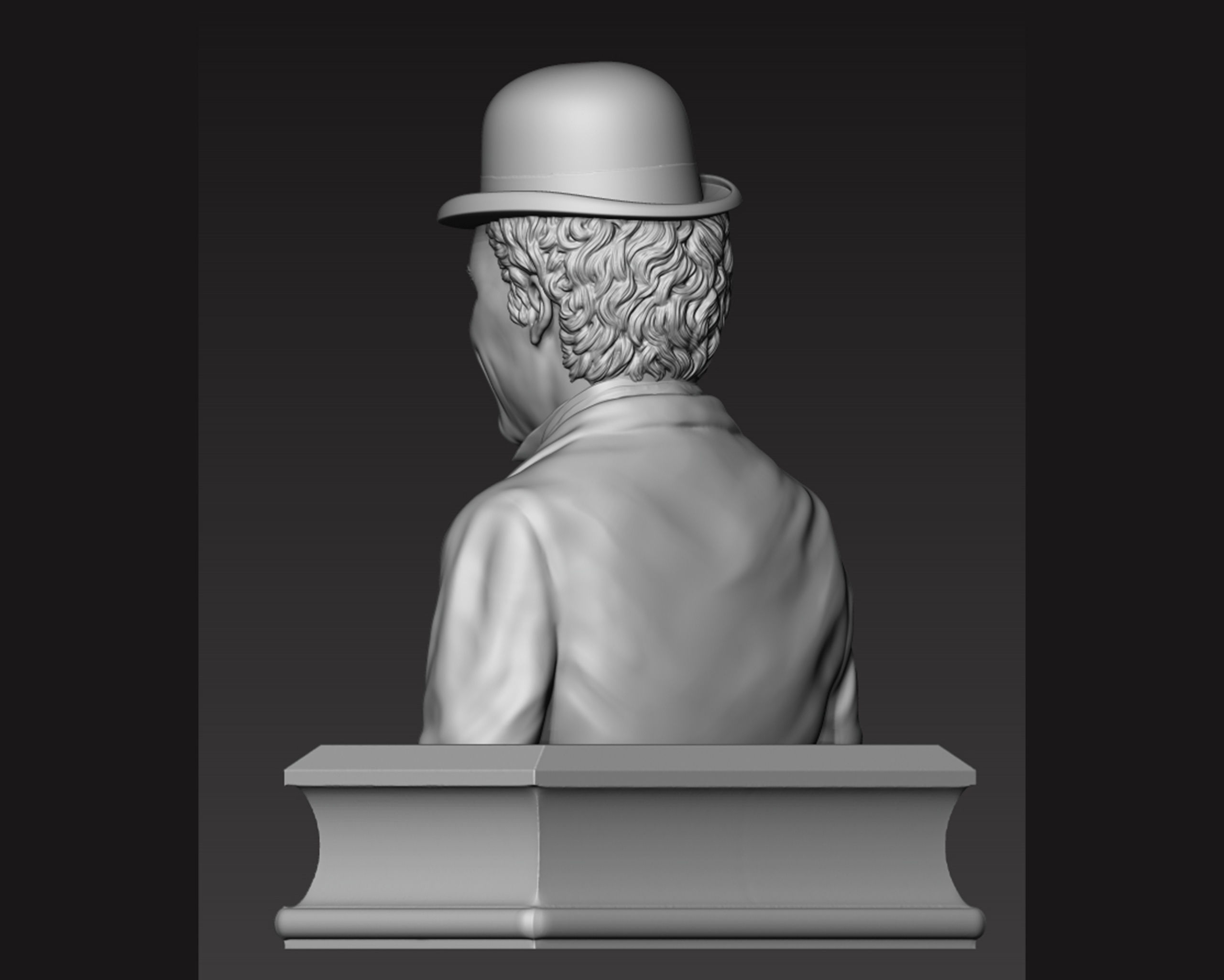 Charlie Chaplin portrait Sculpture 3D print model_7
