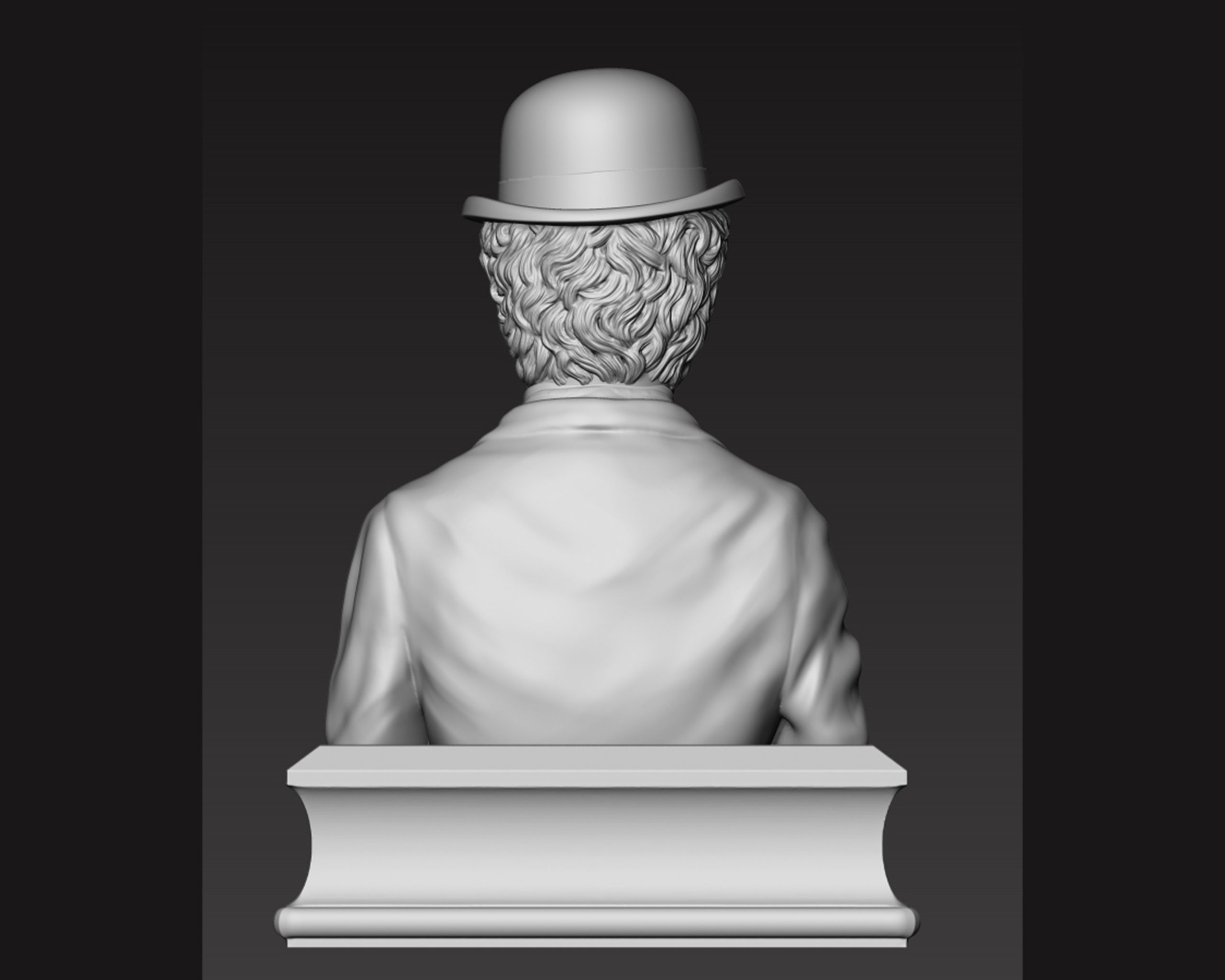 Charlie Chaplin portrait Sculpture 3D print model_8