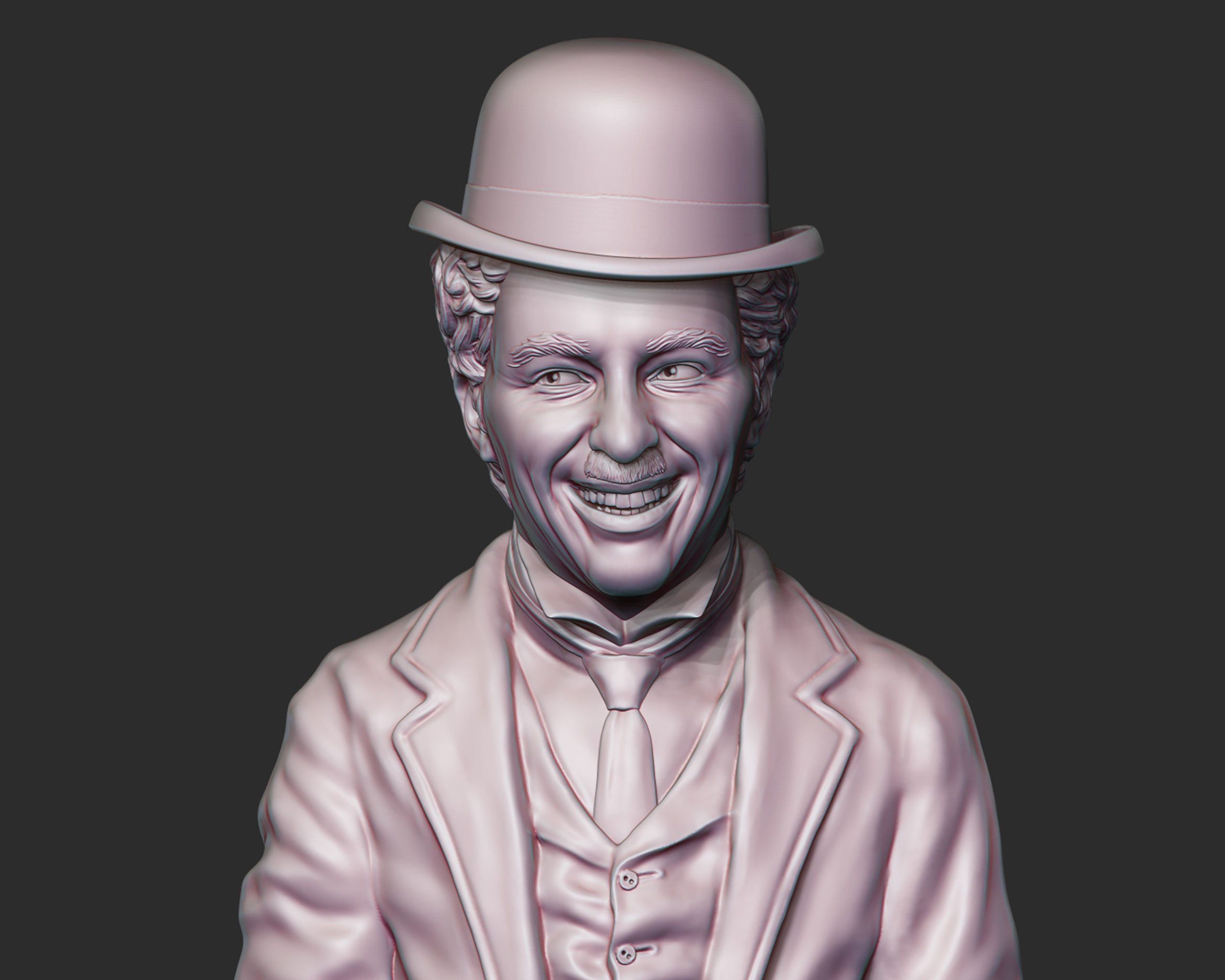 Charlie Chaplin portrait Sculpture 3D print model_5