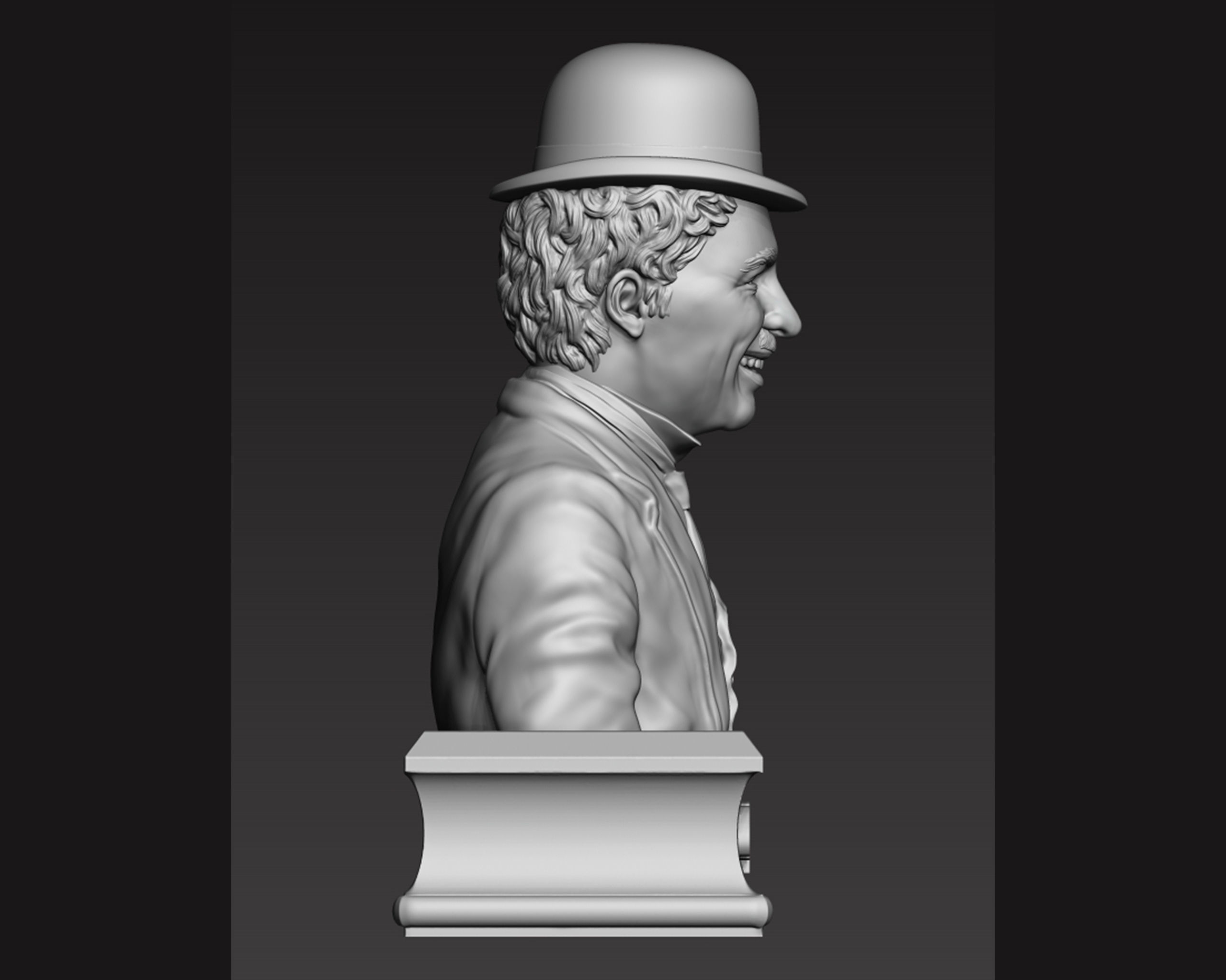 Charlie Chaplin portrait Sculpture 3D print model_10