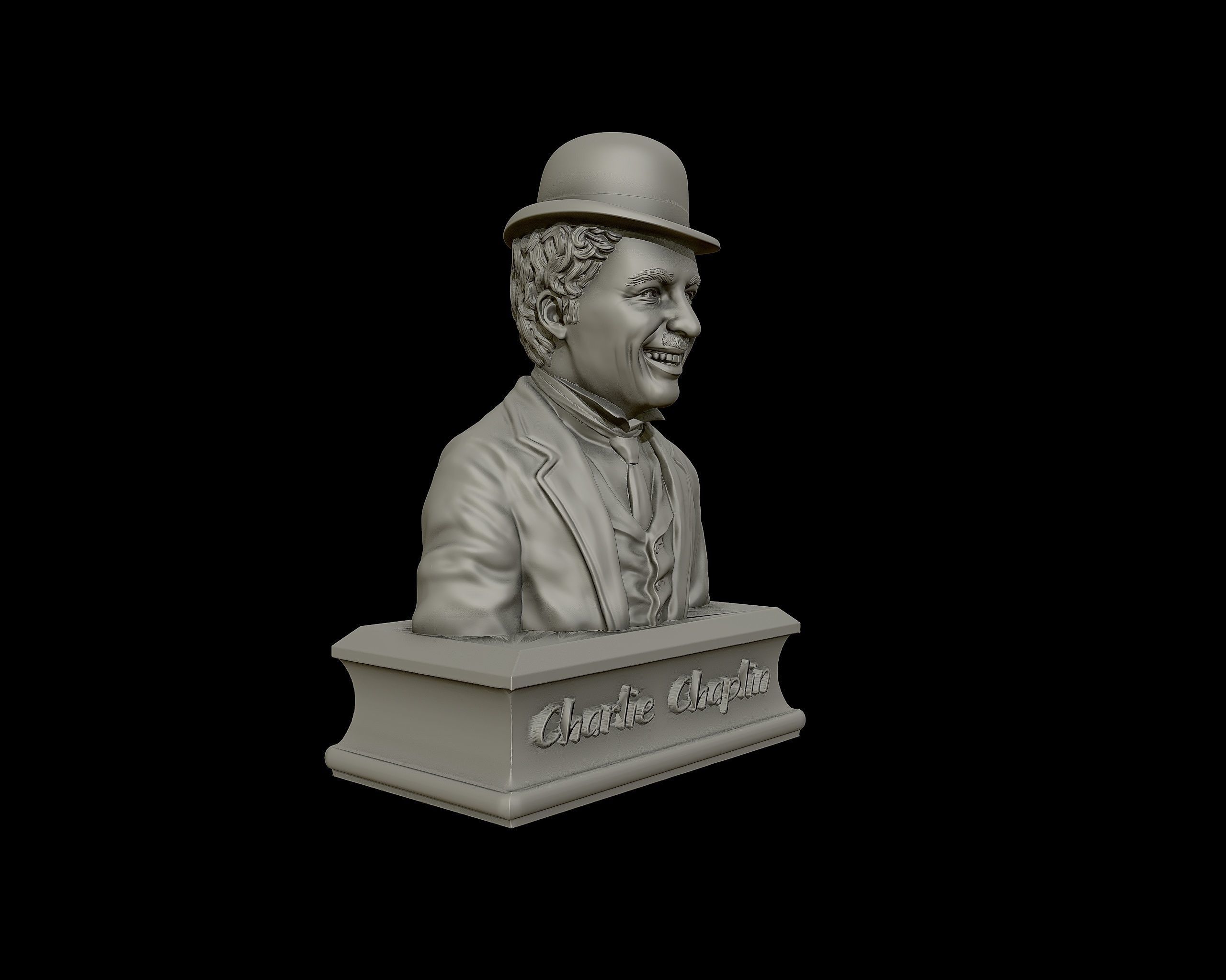 Charlie Chaplin portrait Sculpture 3D print model_29