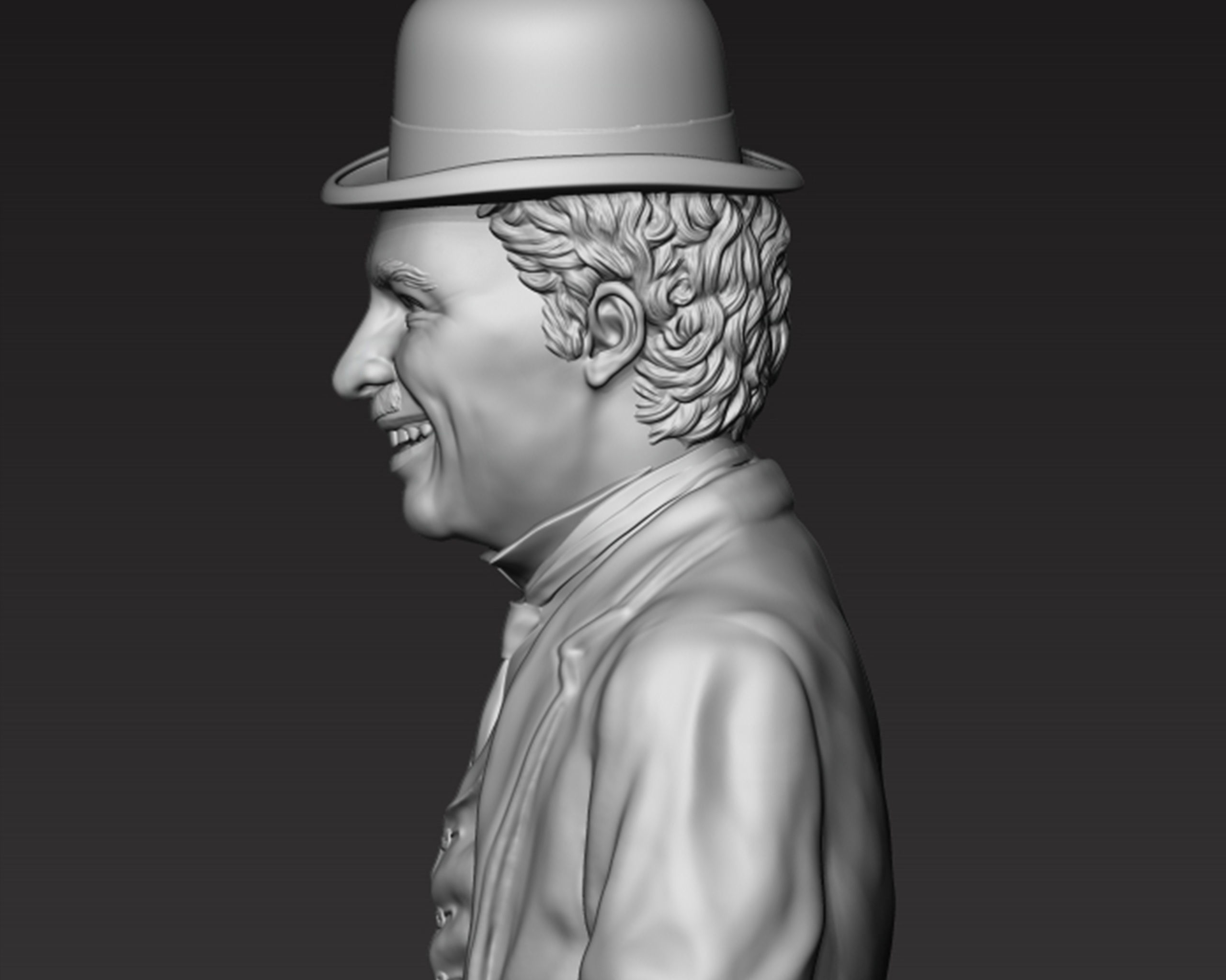 Charlie Chaplin portrait Sculpture 3D print model_4