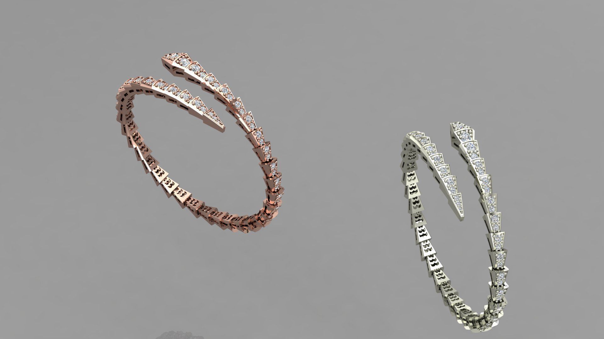 serpenti bacelet full diamod 3D model_5