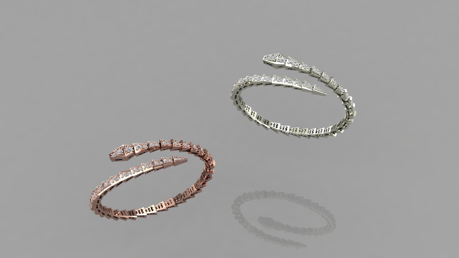 serpenti bacelet full diamod 3D model_2