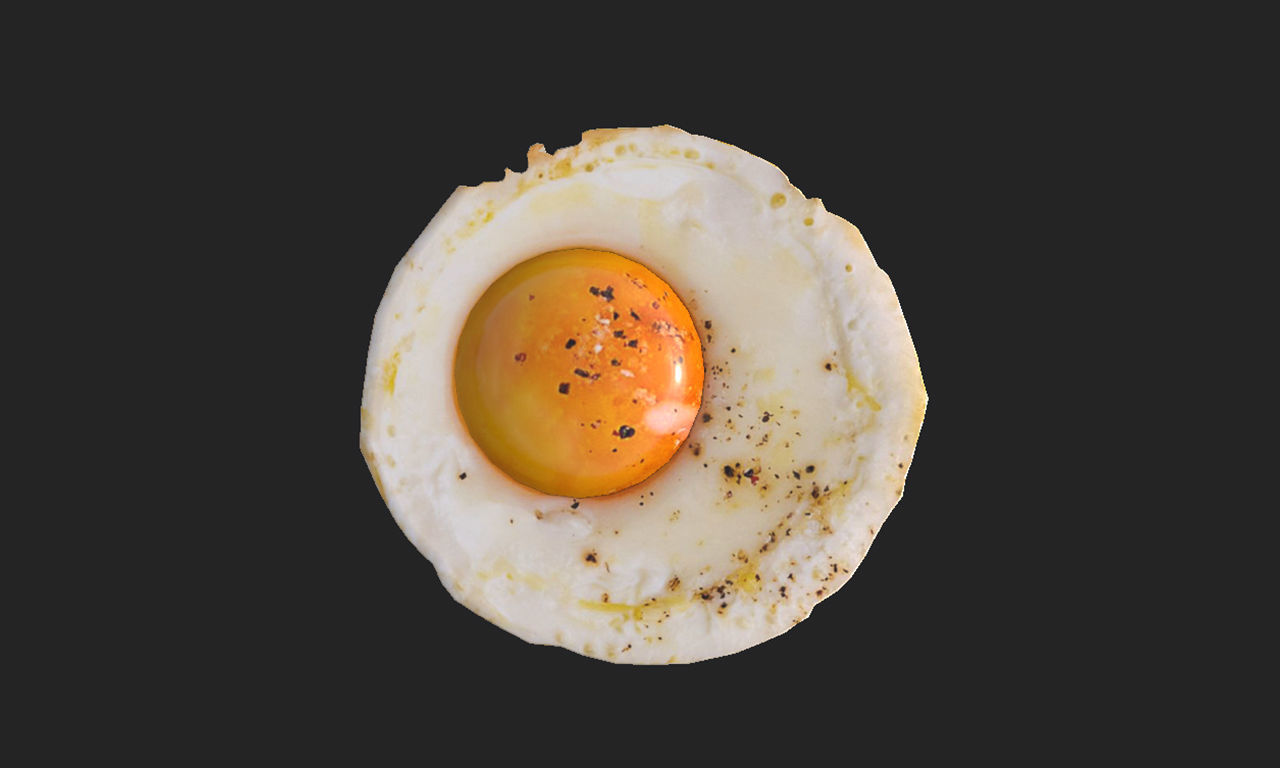 Fried Egg 3D Low Poly Model Game Asset Low-poly 3D model_1
