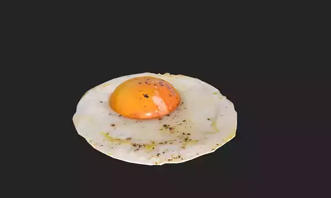 Fried Egg 3D Low Poly Model Game Asset Low-poly 3D model