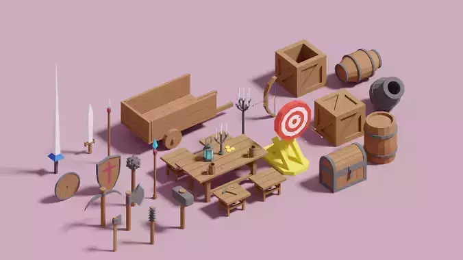 Cartoon Medieval Props Package