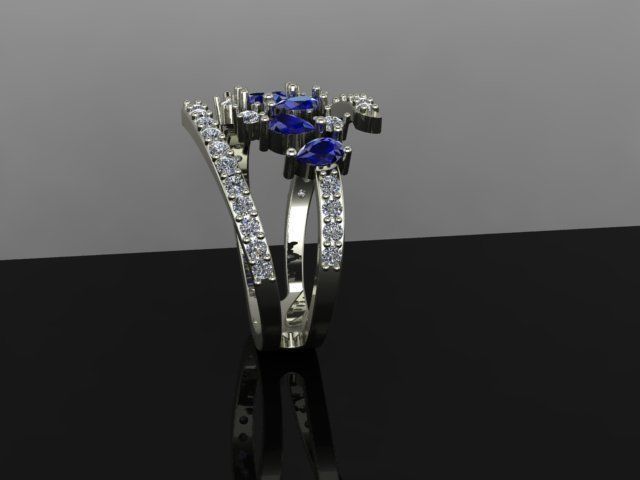 marquis ruby and diamond ring 3D print model_4
