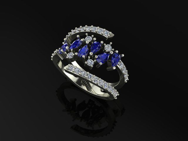 marquis ruby and diamond ring 3D print model_3