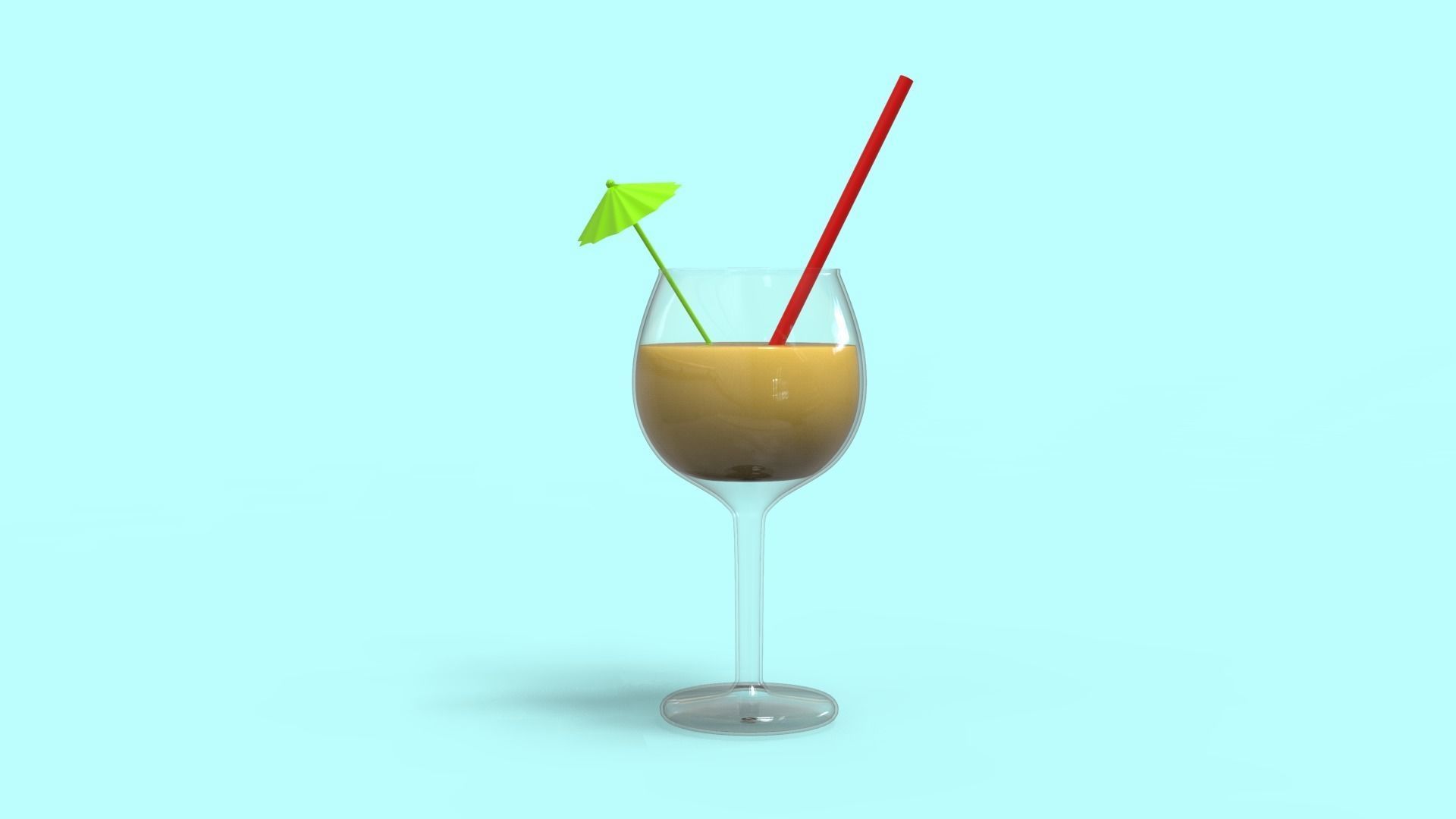Glass cocktail in with umbrella Free 3D model_4