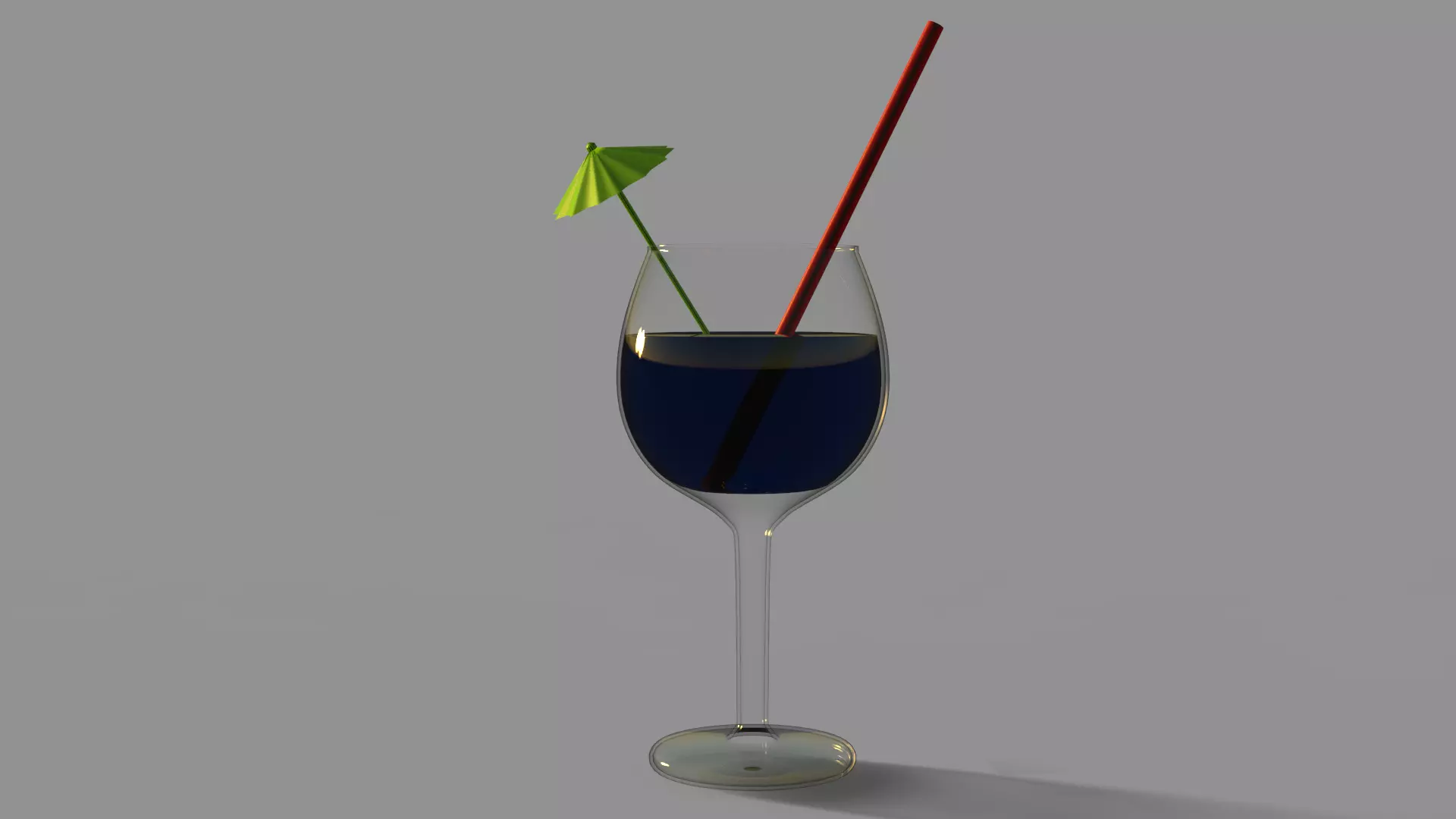Glass cocktail in with umbrella Free 3D model_0