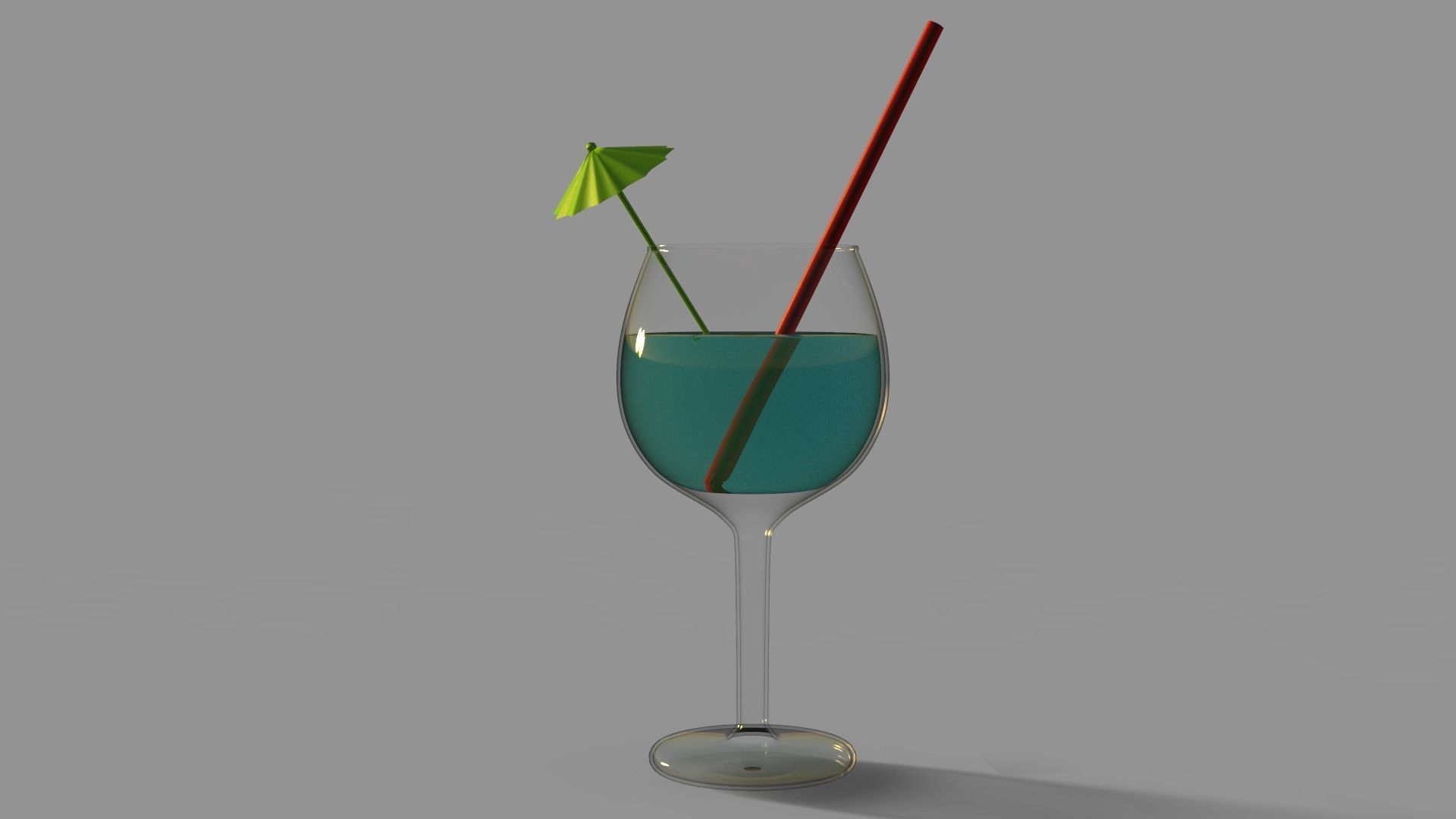 Glass cocktail in with umbrella Free 3D model_1