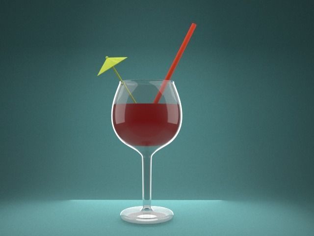 Glass cocktail in with umbrella Free 3D model_3