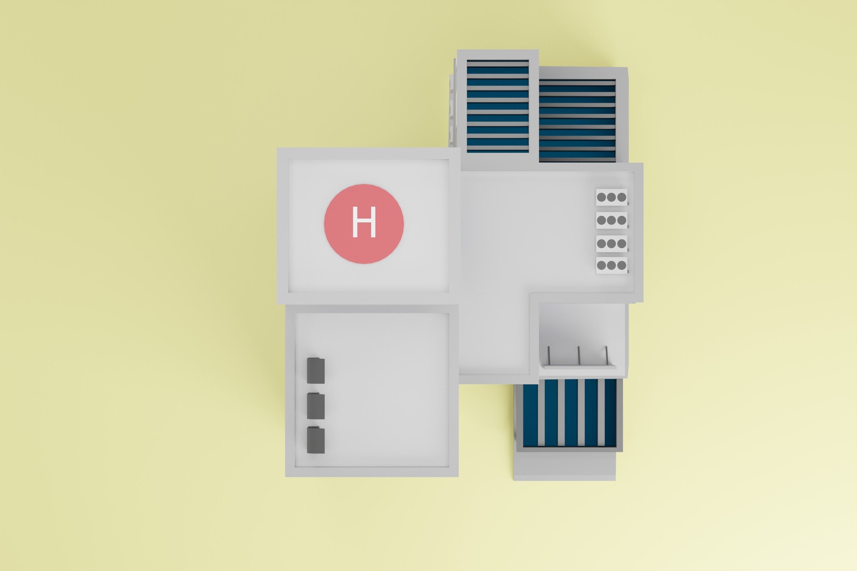 3D isometric low poly building Low-poly 3D model_3