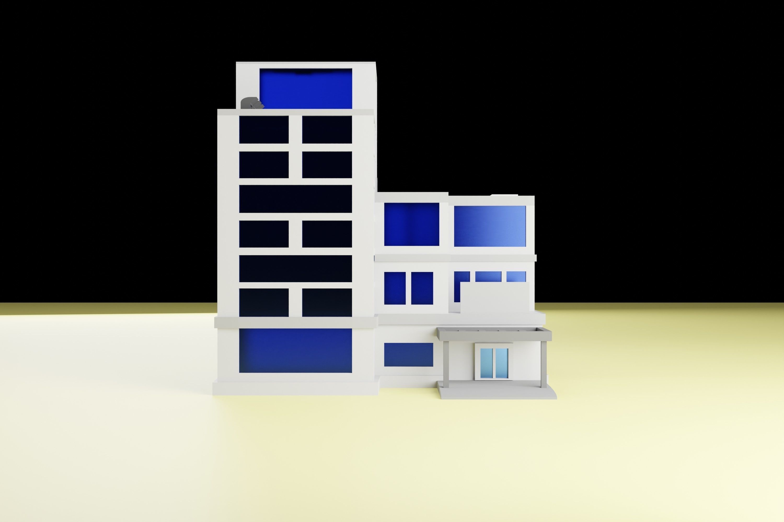 3D isometric low poly building Low-poly 3D model_1