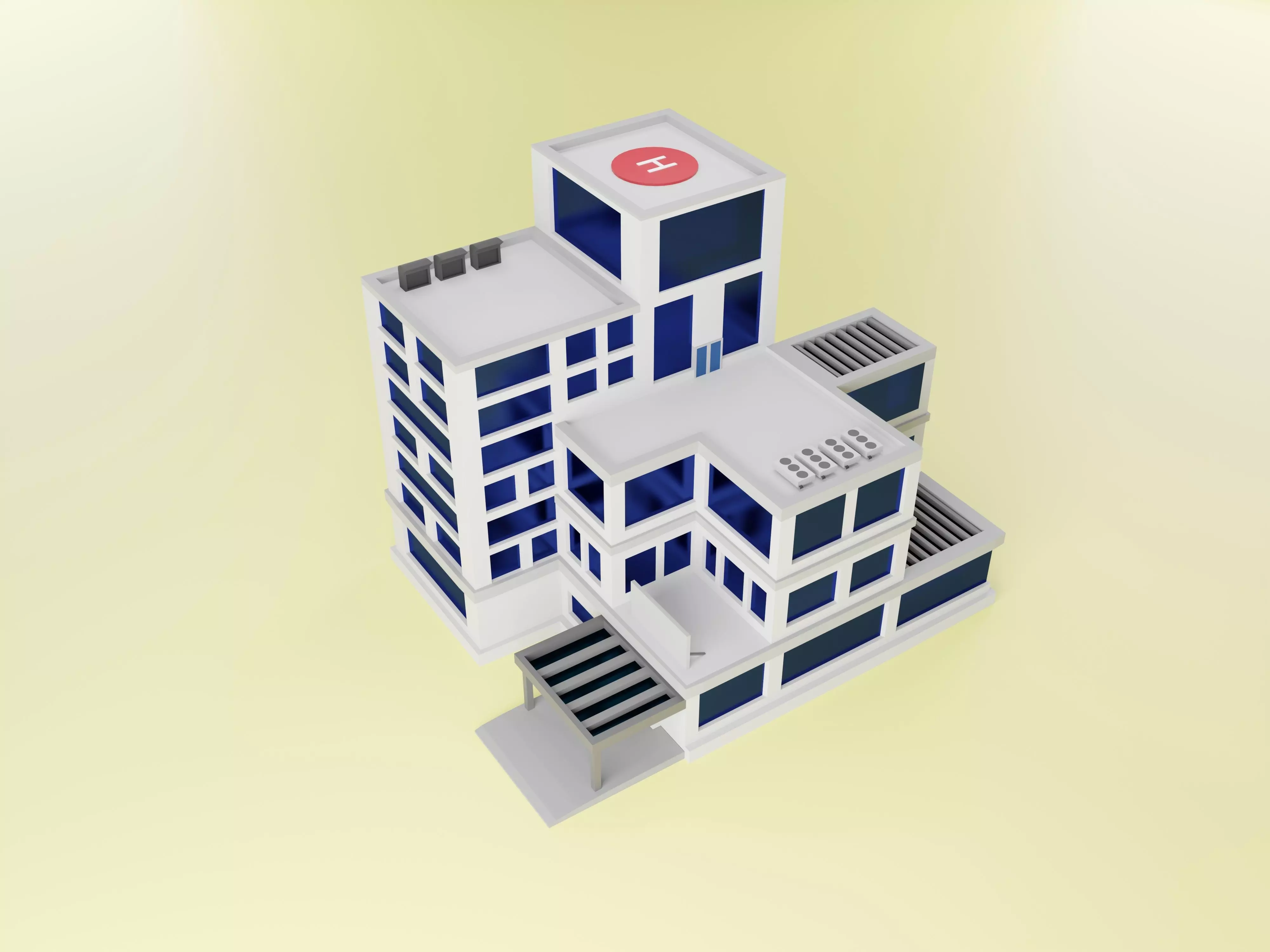 3D isometric low poly building Low-poly 3D model_0