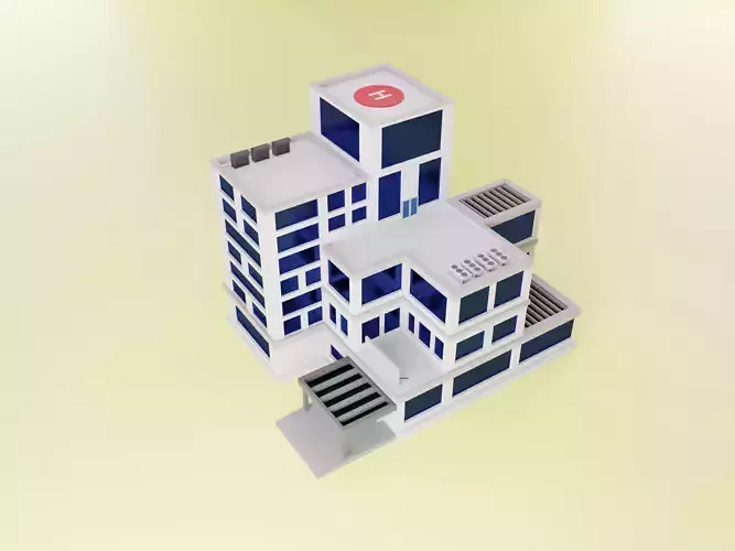 3D isometric low poly building