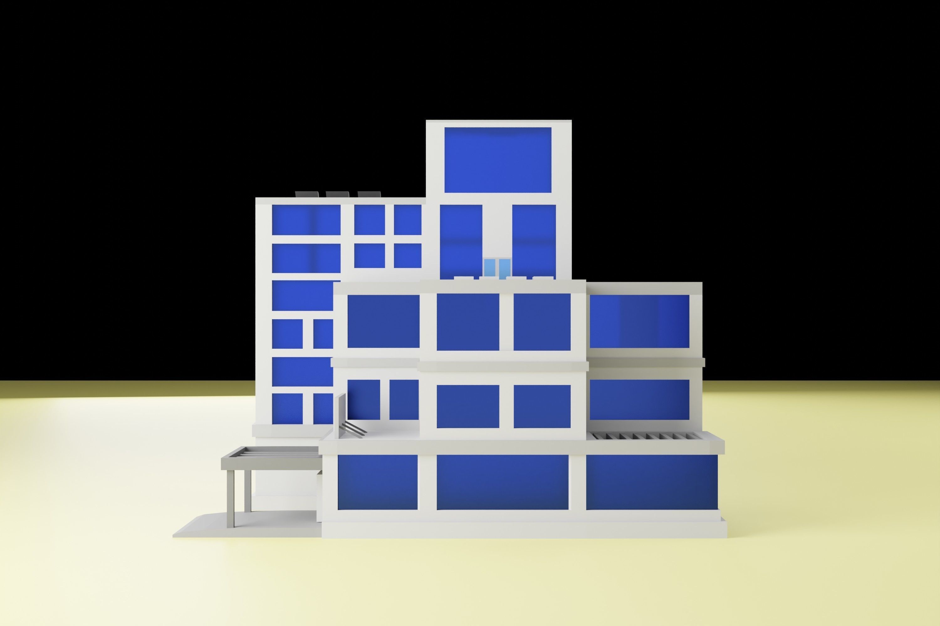 3D isometric low poly building Low-poly 3D model_2