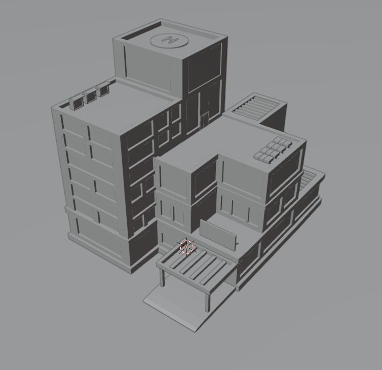 3D isometric low poly building Low-poly 3D model_4