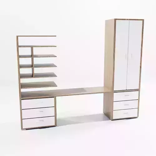 wardrobe desk with drawers and shelves