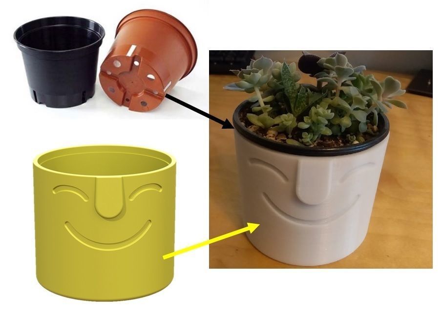 The cachepot cup with face 3D print model_7