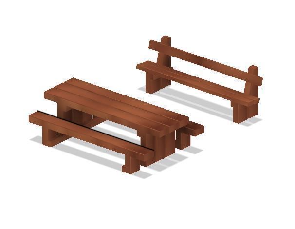 Model Railway Sleeper Picnic Table and Bench 3D print model_3