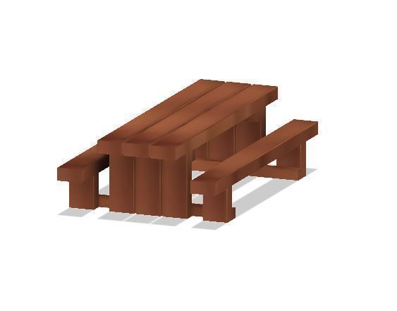 Model Railway Sleeper Picnic Table and Bench 3D print model_5