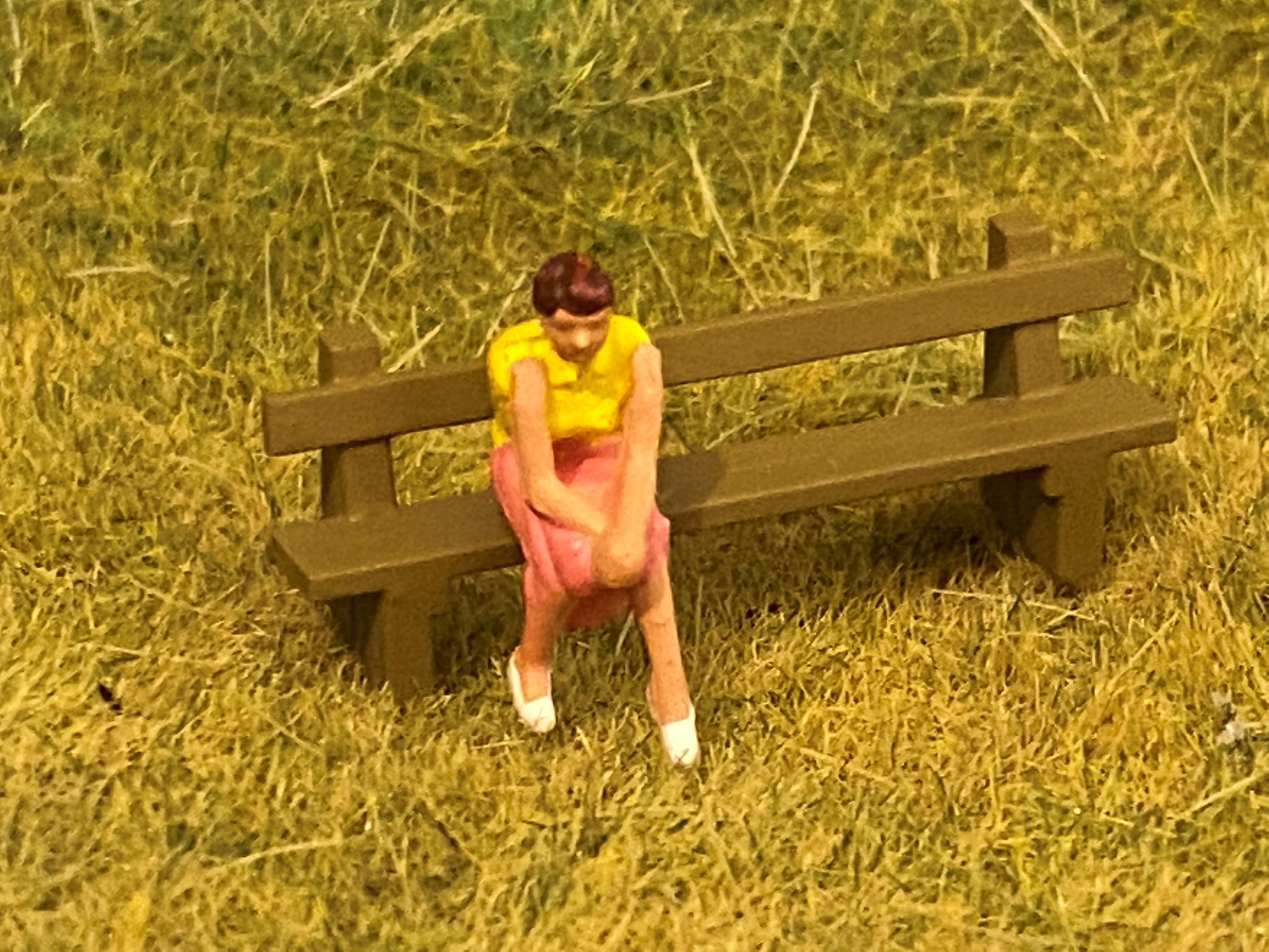 Model Railway Sleeper Picnic Table and Bench 3D print model_1