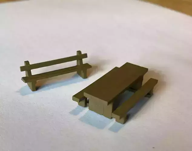 Model Railway Sleeper Picnic Table and Bench 3D print model