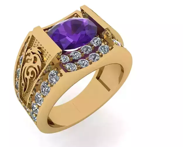 rings amethyst and diamond ring gold