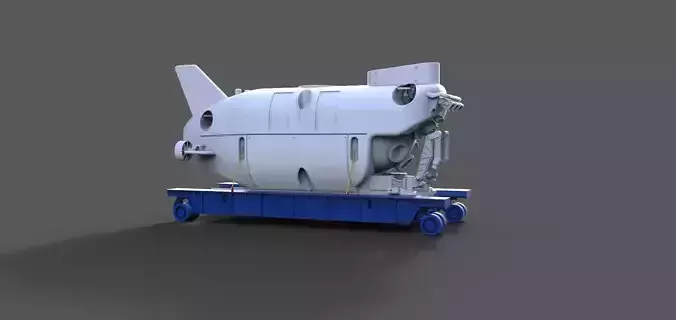 Research submarine with transport trolley