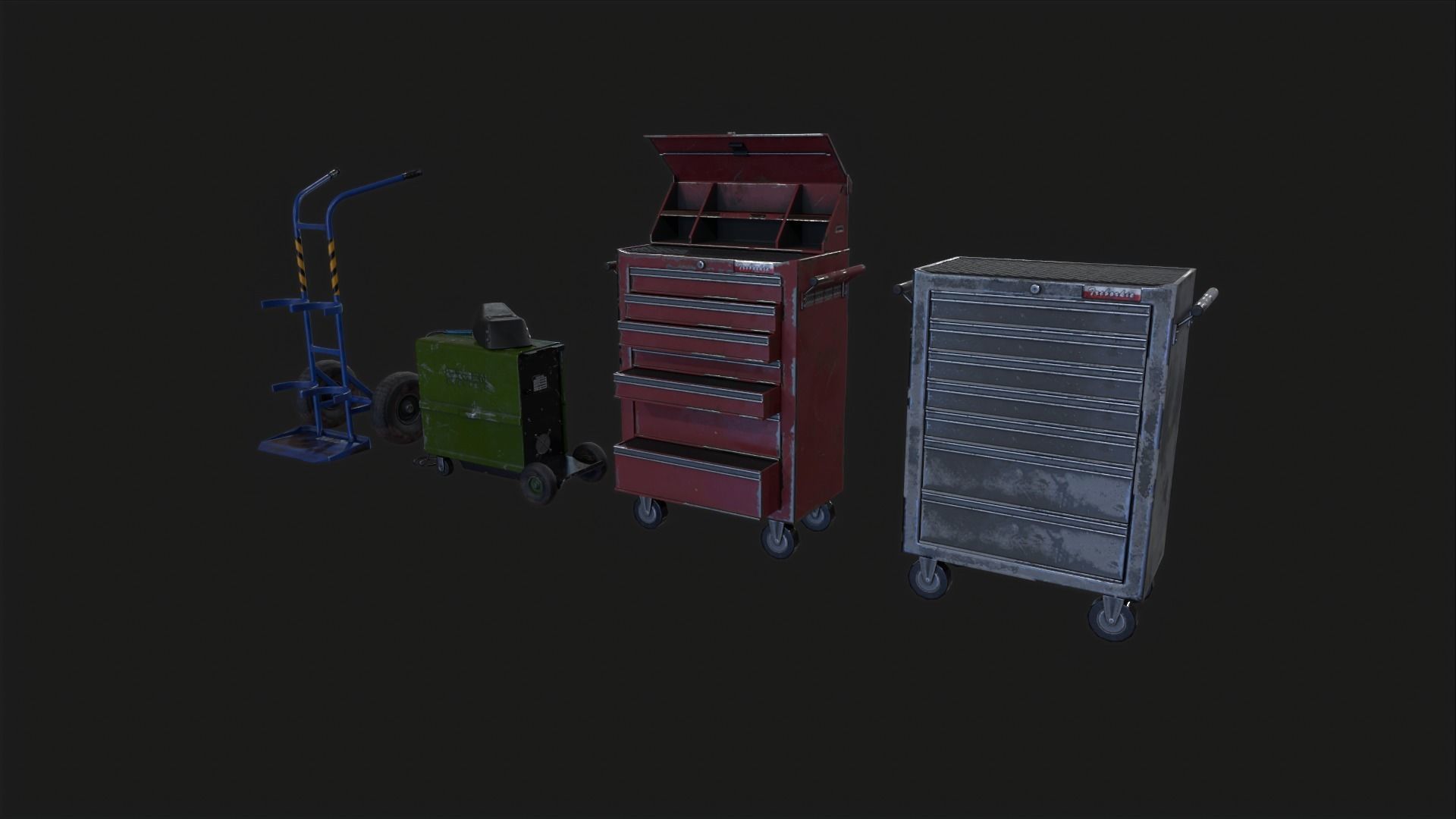 Auto repair shop equipment Cart Toolbox Cabinet Low-poly 3D model_1