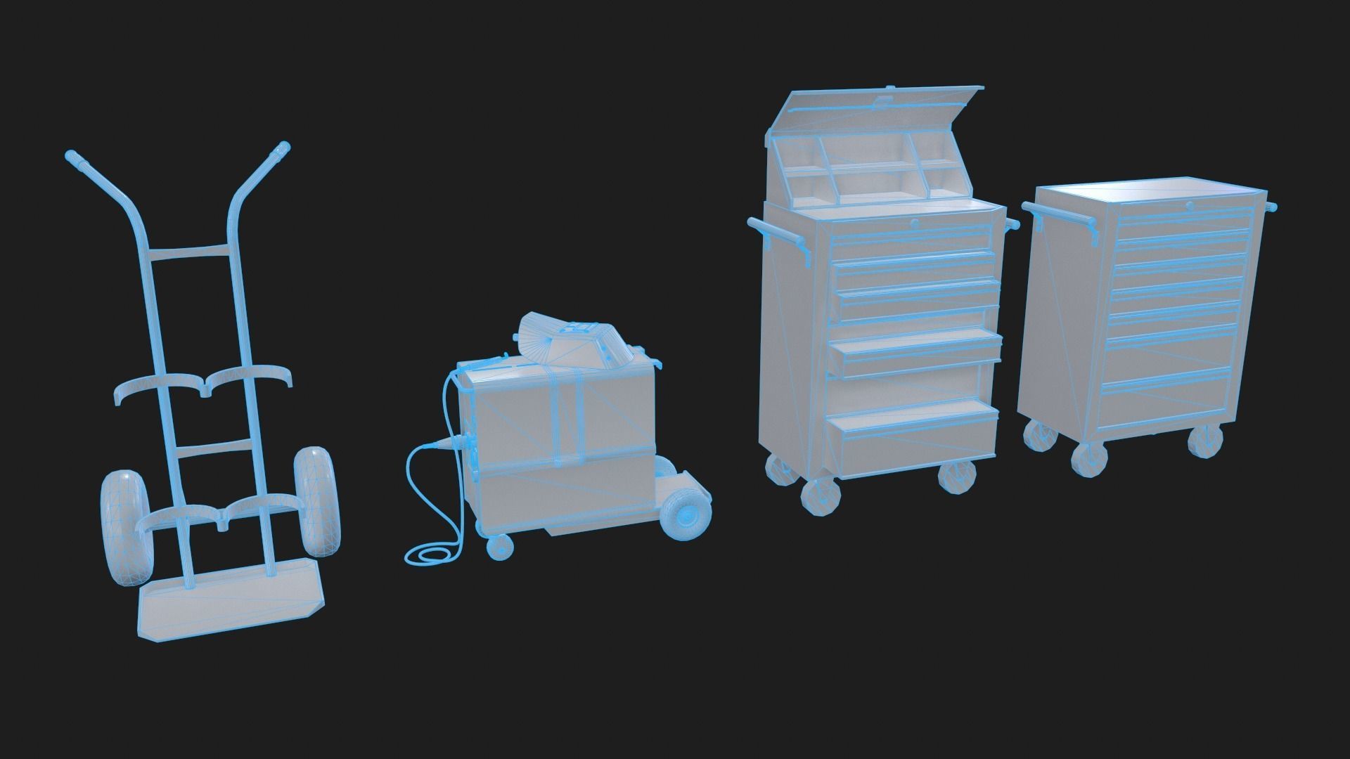 Auto repair shop equipment Cart Toolbox Cabinet Low-poly 3D model_6