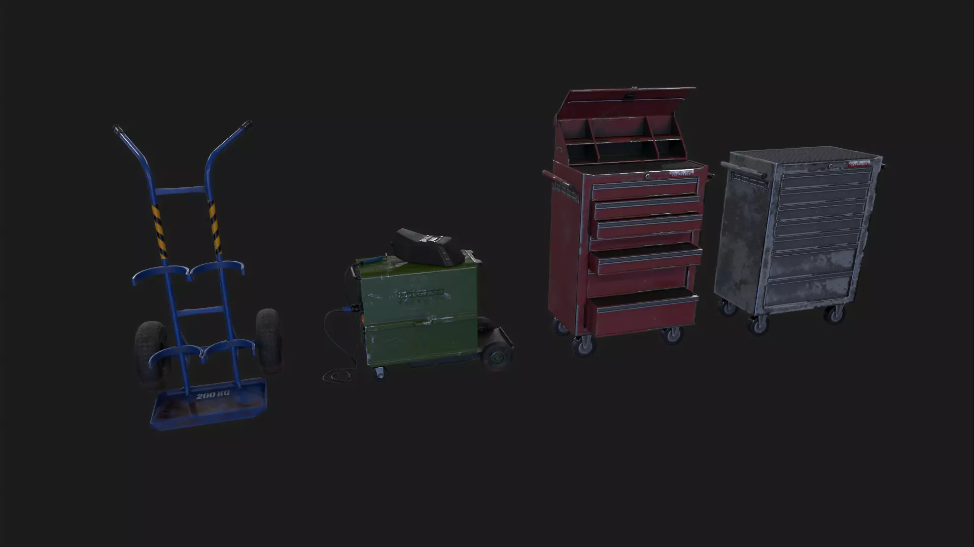 Auto repair shop equipment Cart Toolbox Cabinet Low-poly 3D model_0