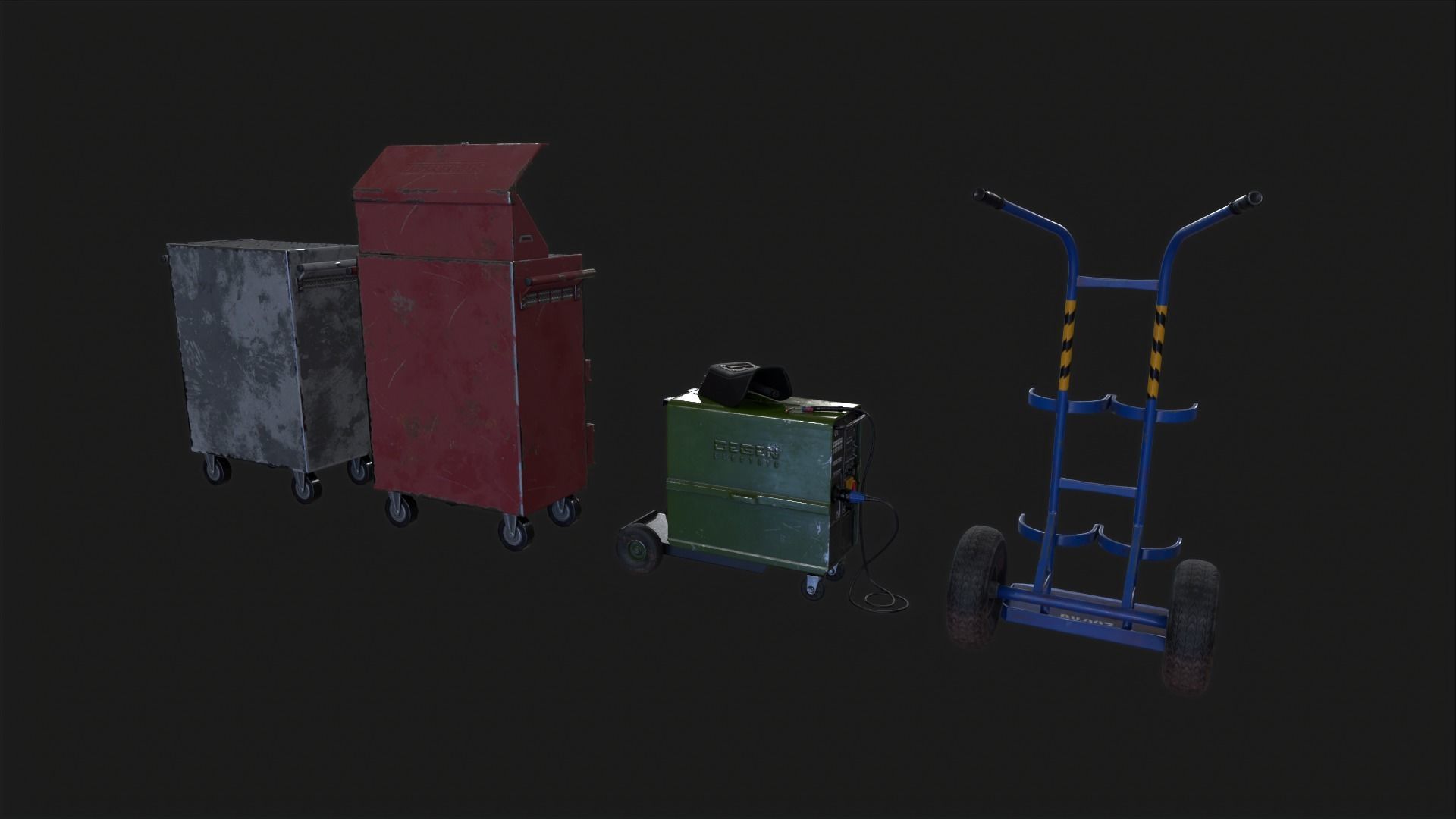 Auto repair shop equipment Cart Toolbox Cabinet Low-poly 3D model_3