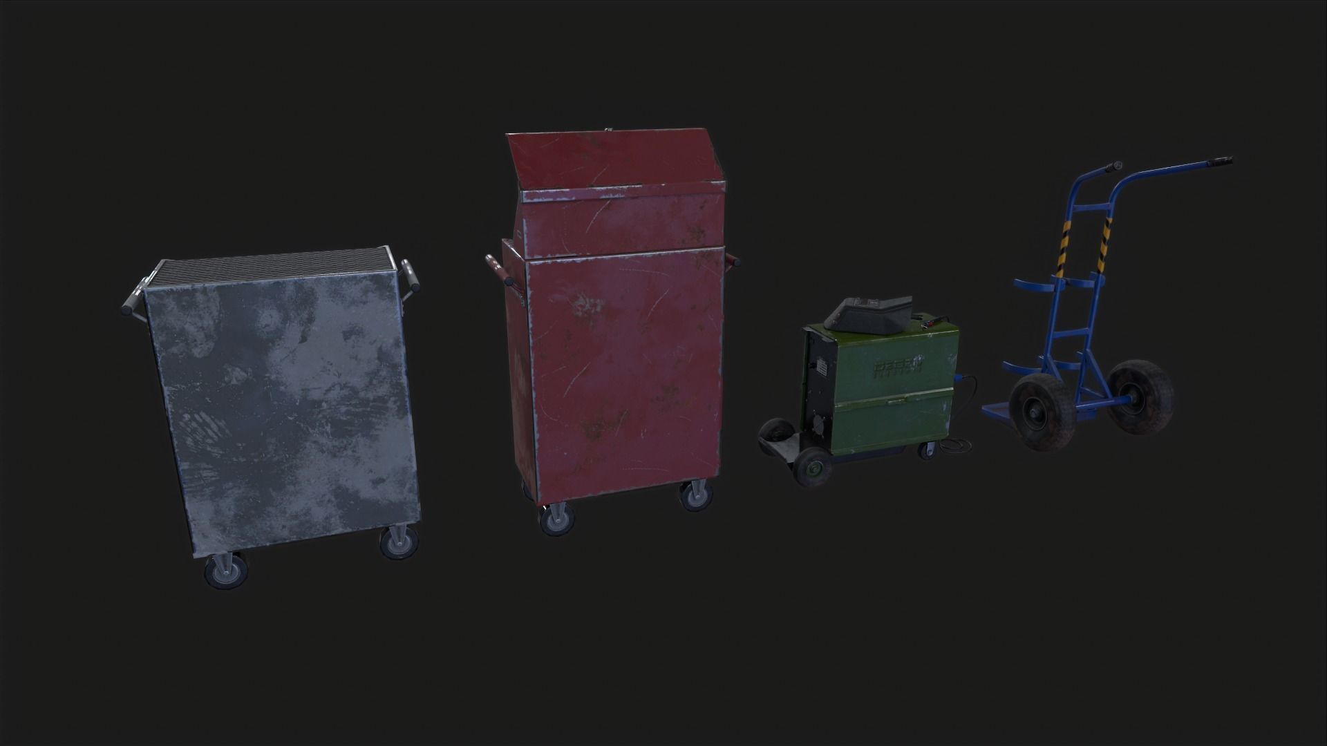 Auto repair shop equipment Cart Toolbox Cabinet Low-poly 3D model_2