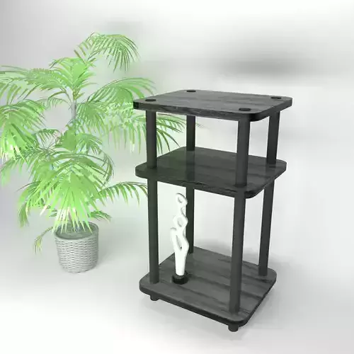 FURINNO Just 3 Tier End Table 1 Pack French Oak  black gray