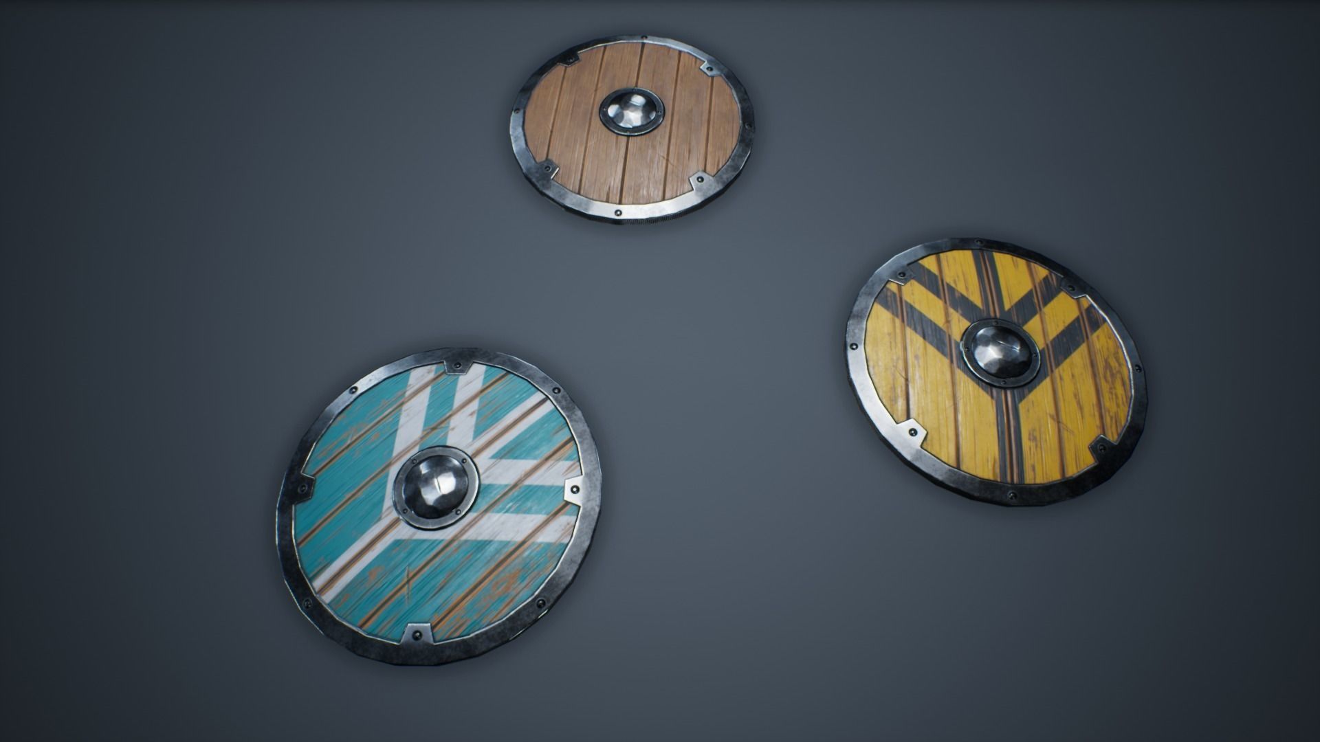 Viking Weapons - Curved Shield II Low-poly 3D model_7