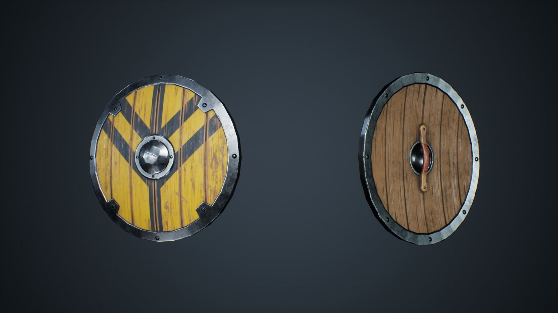 Viking Weapons - Curved Shield II Low-poly 3D model_5