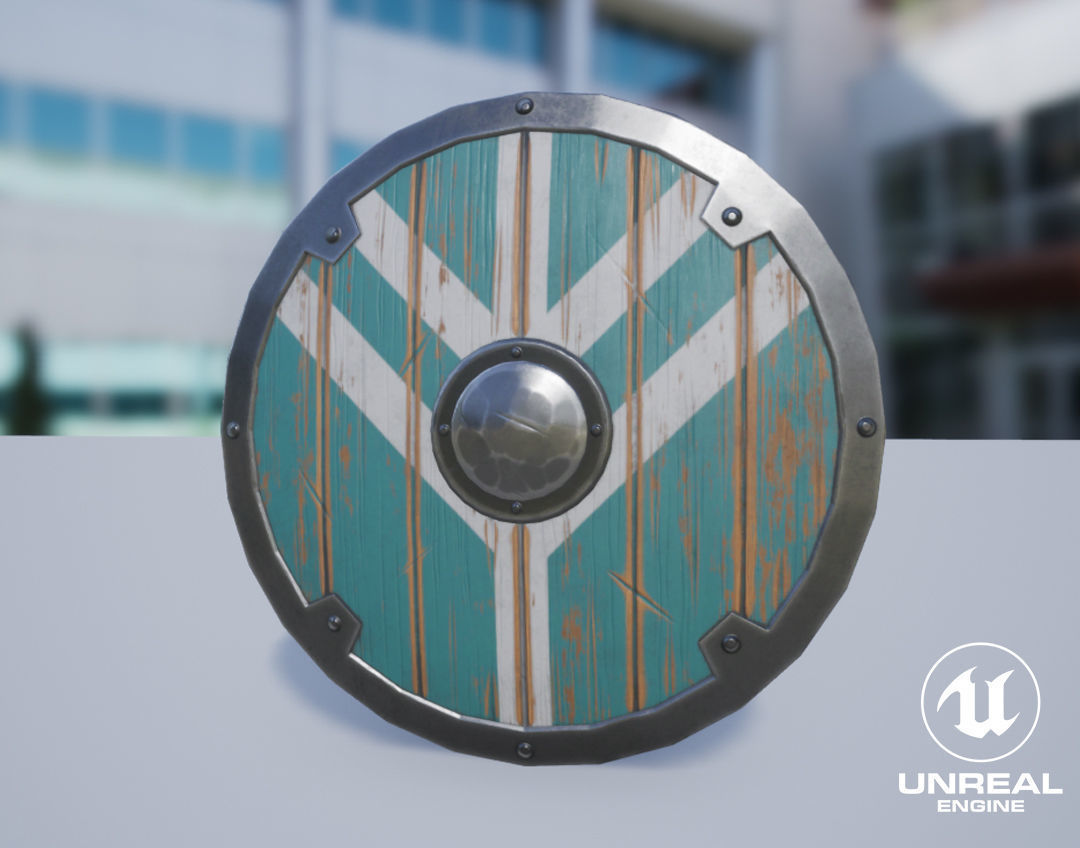 Viking Weapons - Curved Shield II Low-poly 3D model_8
