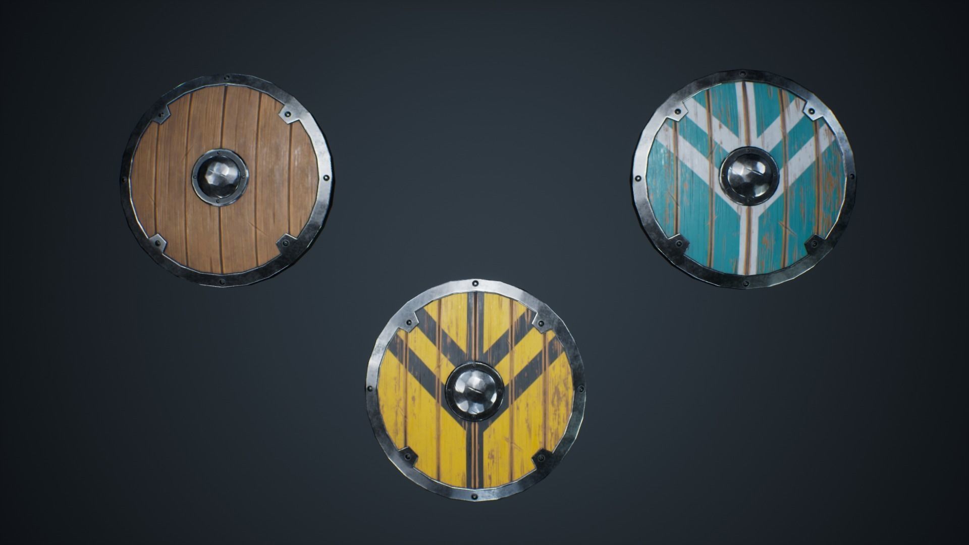 Viking Weapons - Curved Shield II Low-poly 3D model_2