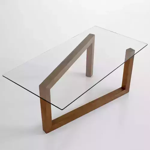 ARROW glass and wood coffee table