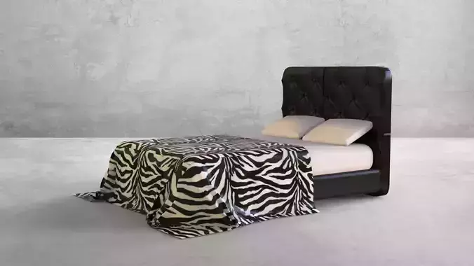Bed with leather headboard