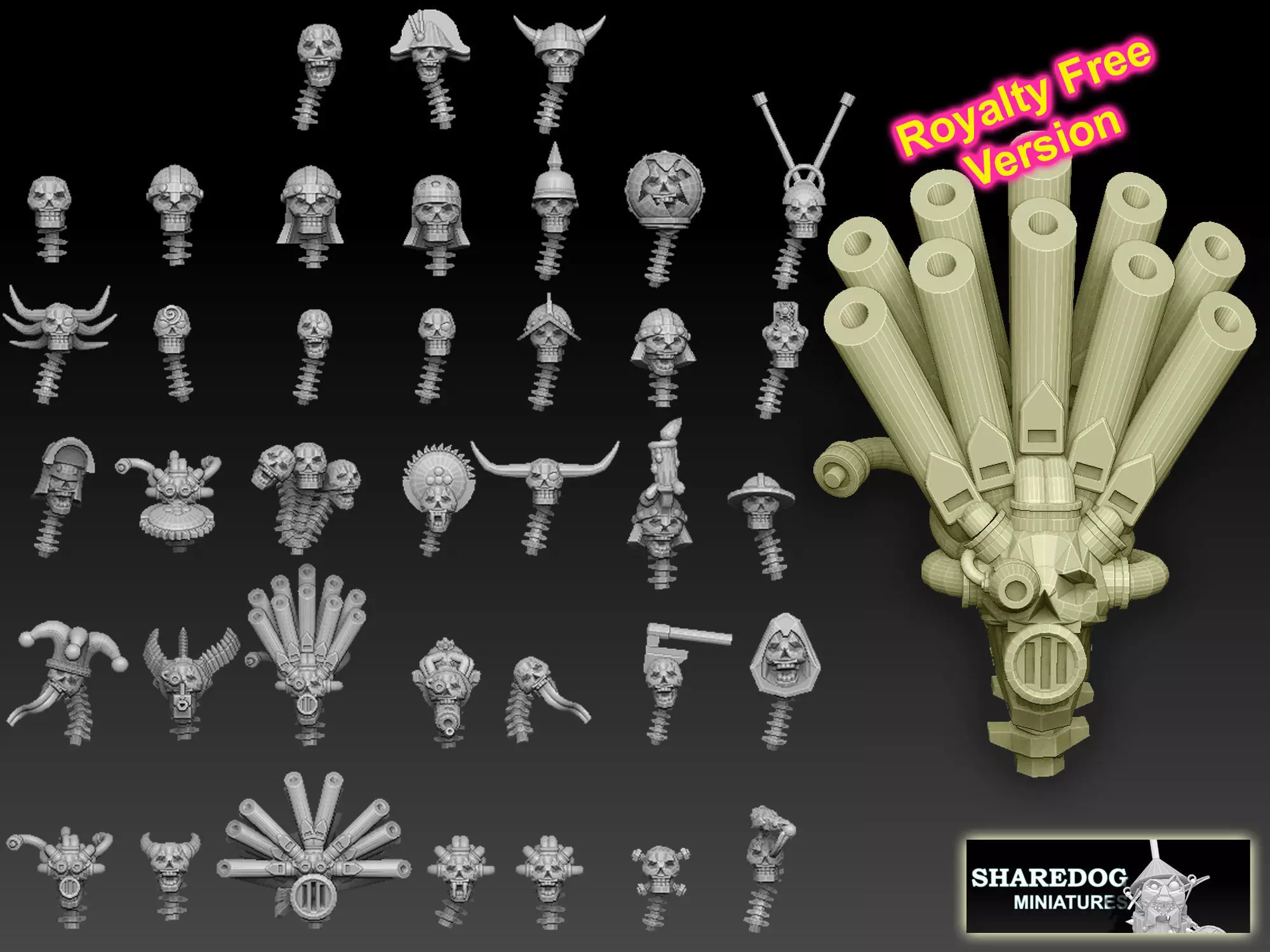 Skulls Megapack ROYALTY FREE VERSION 3D print model_0
