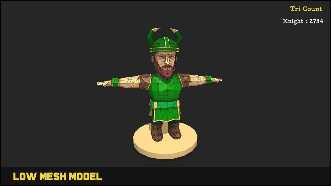 Low Poly Knight 2 character Low-poly 3D model_3