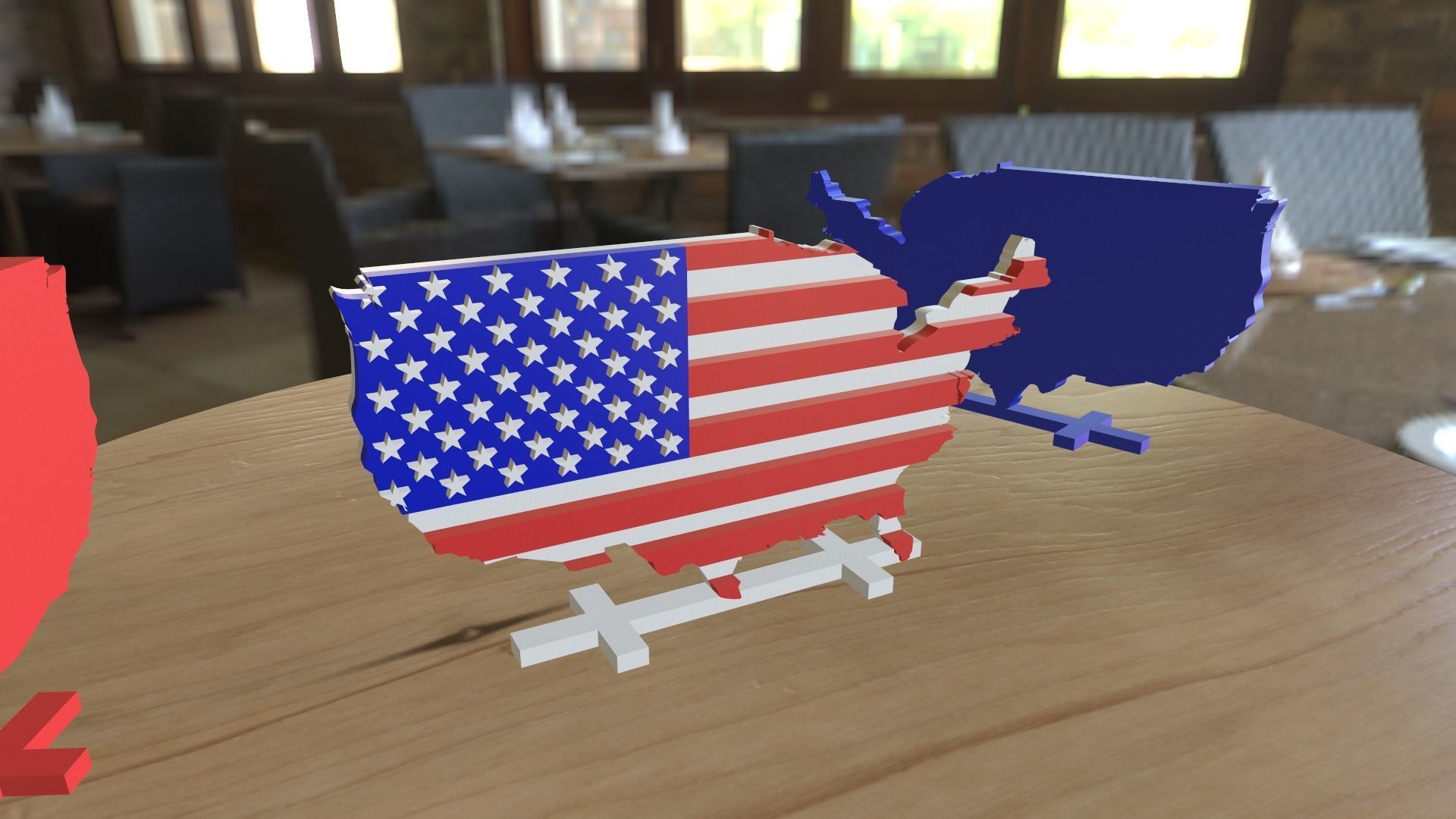 Ready for 3D print model map of United States styled as USA flag 3D print model_12