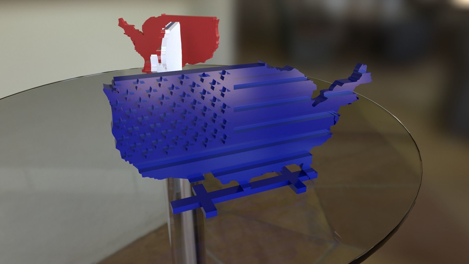 Ready for 3D print model map of United States styled as USA flag 3D print model_11