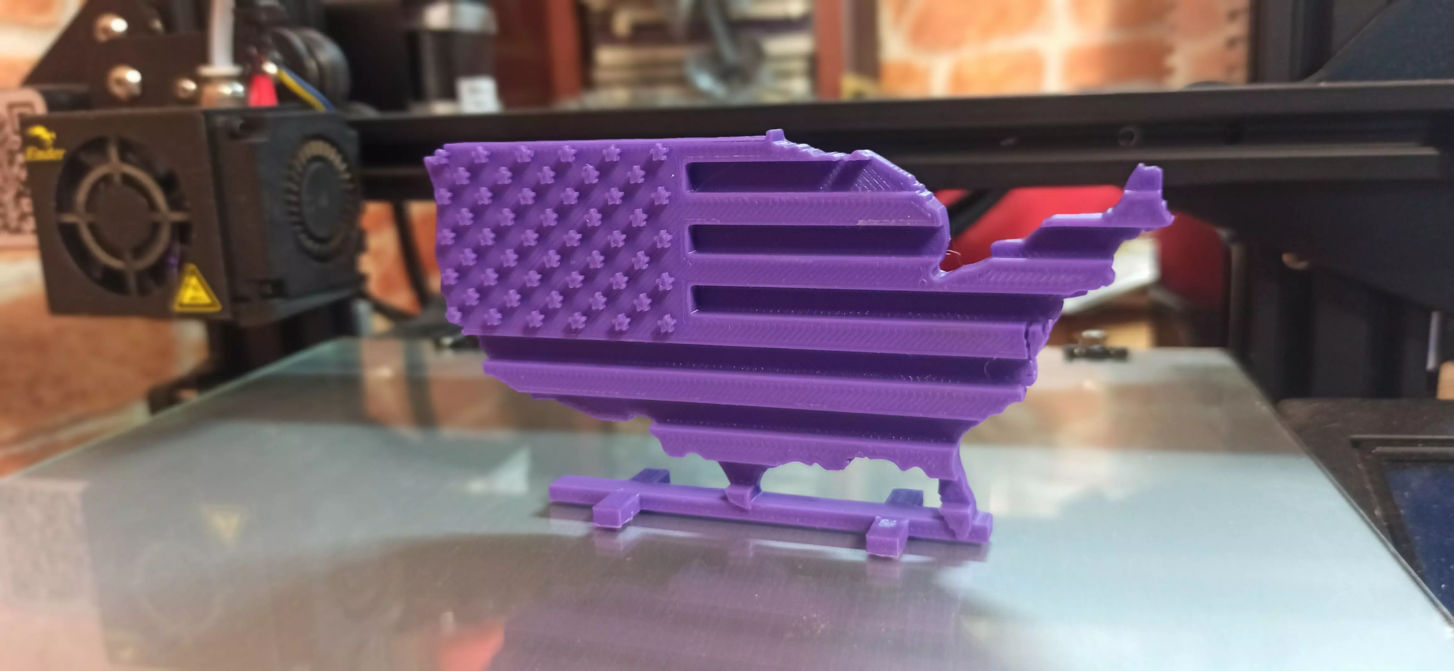 Ready for 3D print model map of United States styled as USA flag 3D print model_0