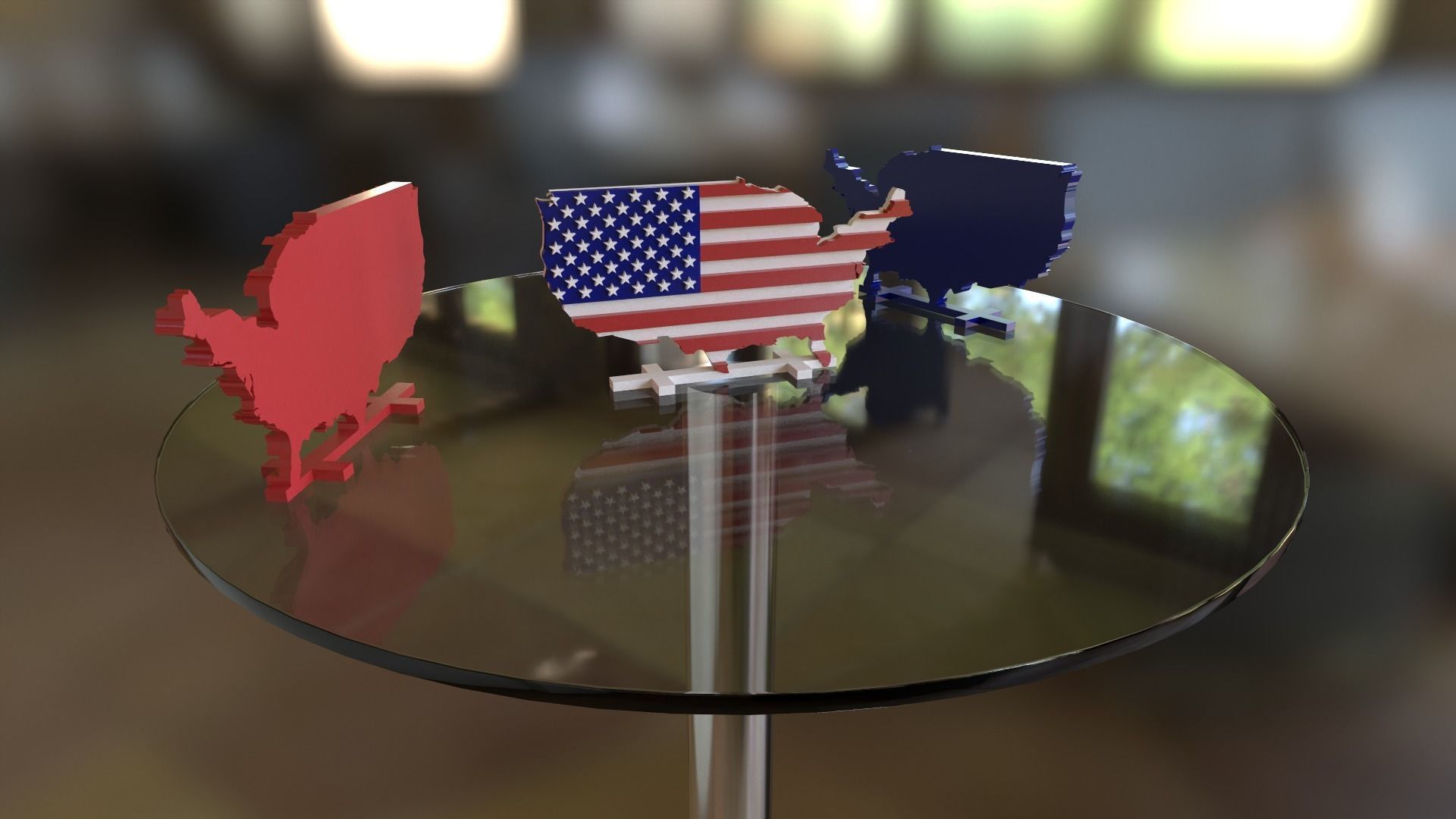 Ready for 3D print model map of United States styled as USA flag 3D print model_18