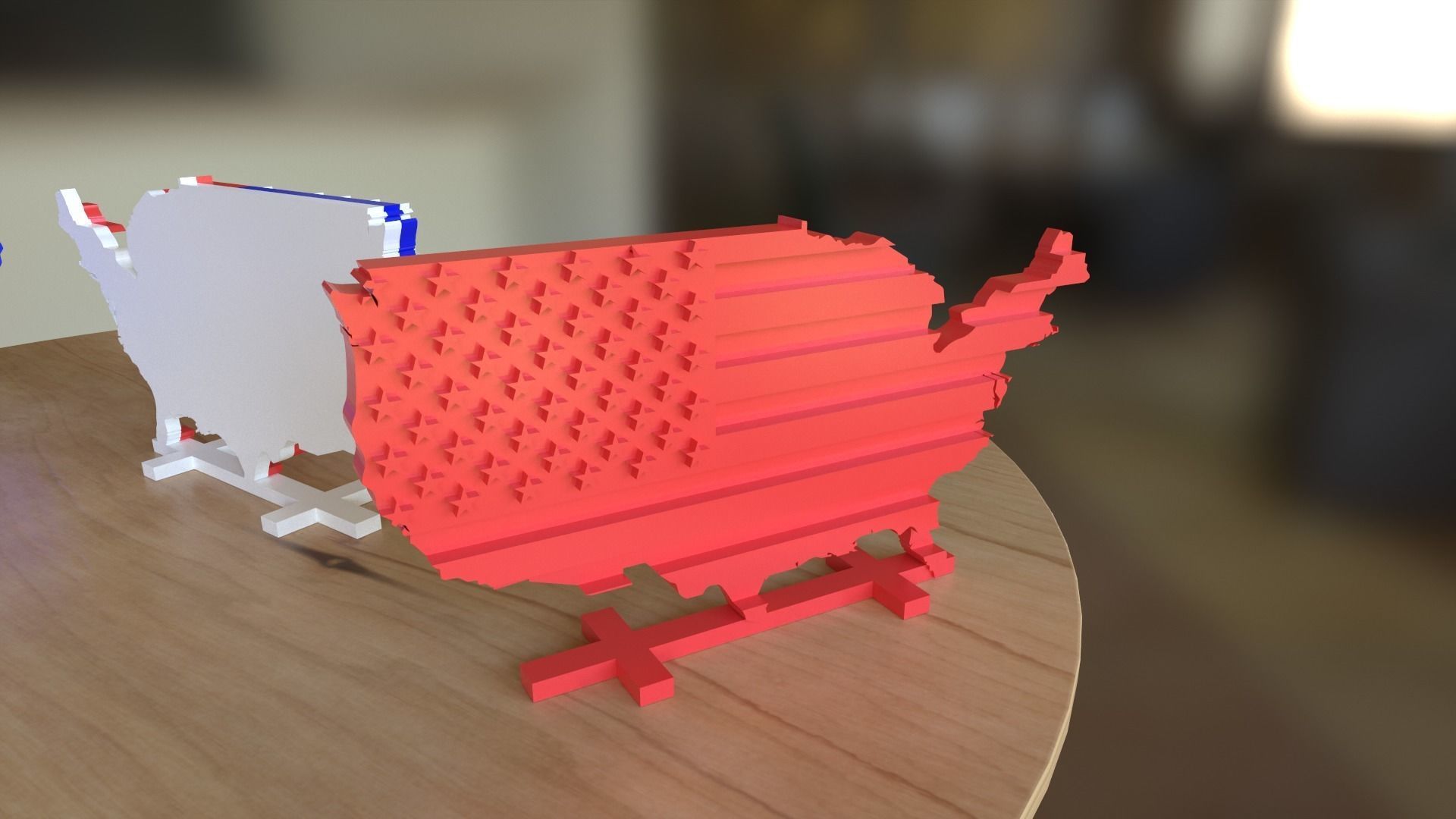 Ready for 3D print model map of United States styled as USA flag 3D print model_14